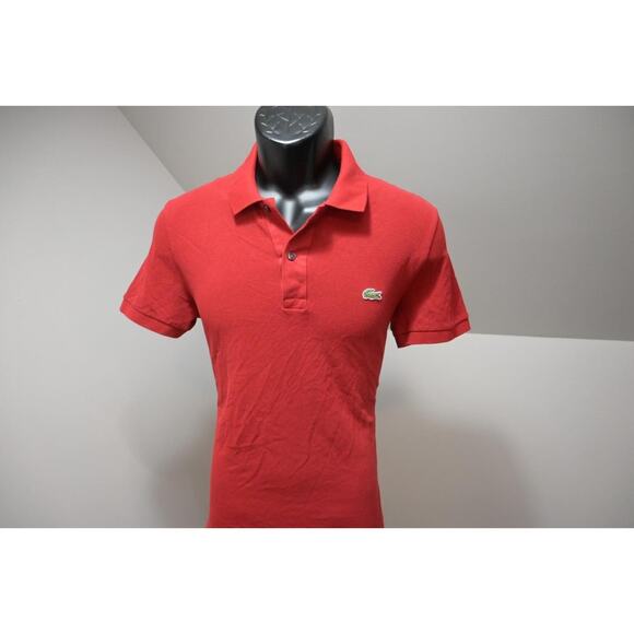 Lacoste Alligator Golf Polo Red Slim Fit Short Sleeve Mens FR 4 US Medium - Picture 4 of 9